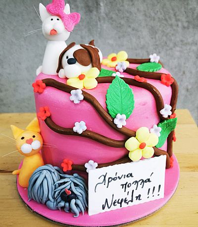 ΤΟΥΡΤΑ 3D ΓΑΤΑΚΙΑ ΚΑΙ ΣΚΥΛΑΚΙΑ